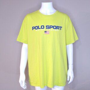 POLO SPORT Ralph Lauren T-Shirt XXL Neon Multicolor USA Flag GRAPHIC Tee Mens SS
